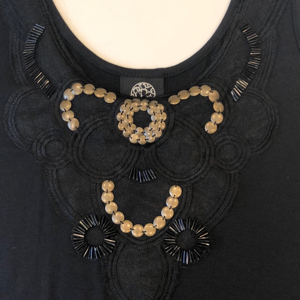 BOBEAU Black Tank Top With Front Embellishments- Excellent Condition Gently Used